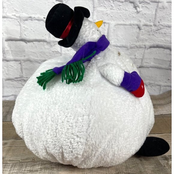 Christmas Holiday 3D Frosty Snowman Plush Pillow Snow Winter White Black Hat VTG - Picture 7 of 14